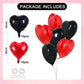 TONIFUL 30Pcs 18 Inch Red Black Heart Balloons Valentines Day Heart Shape Foil Mylar Balloons Decoration for Romantic Valentine