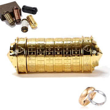 Cryptex Da Vinci Code Mini Gold Bronze Lock Puzzle Valentines Day Gifts For Him Her Men Women Dad Boys Christmas Metal Cool Roma