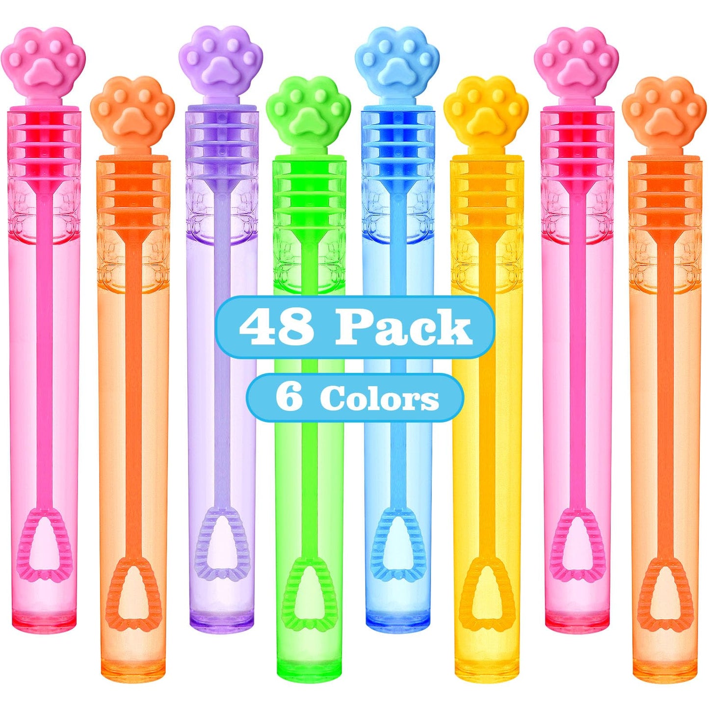 Snln 48Pcs Paw Print Bubble Wands For Kids Toddlers Mini Bubbles Party Favors Small Bubbles Bulk, Valentines Day Easter Wedding