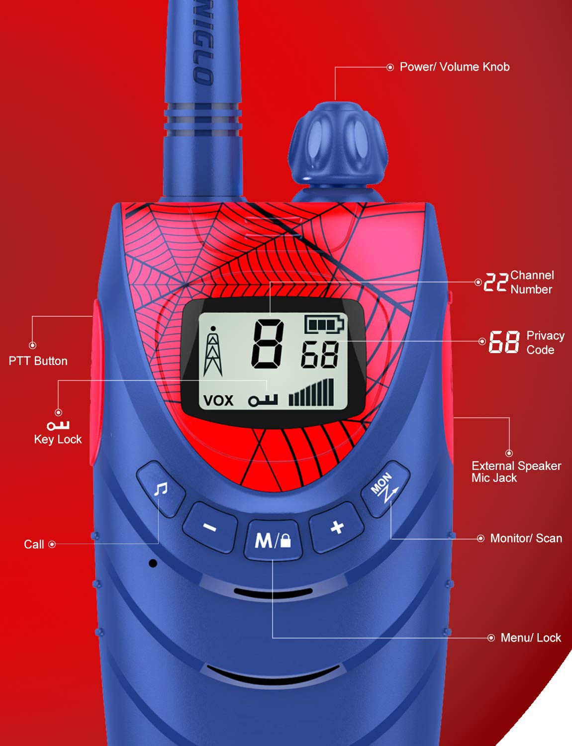 Rechargeable Walkie Talkies For Kids, 22 Channels Frs Walkie Talkies, Long Range Kids Walkie Talkies For Boys/Girls Toys Gifts,Outdoor Activities, Camping, Hiking - 2 Pack
