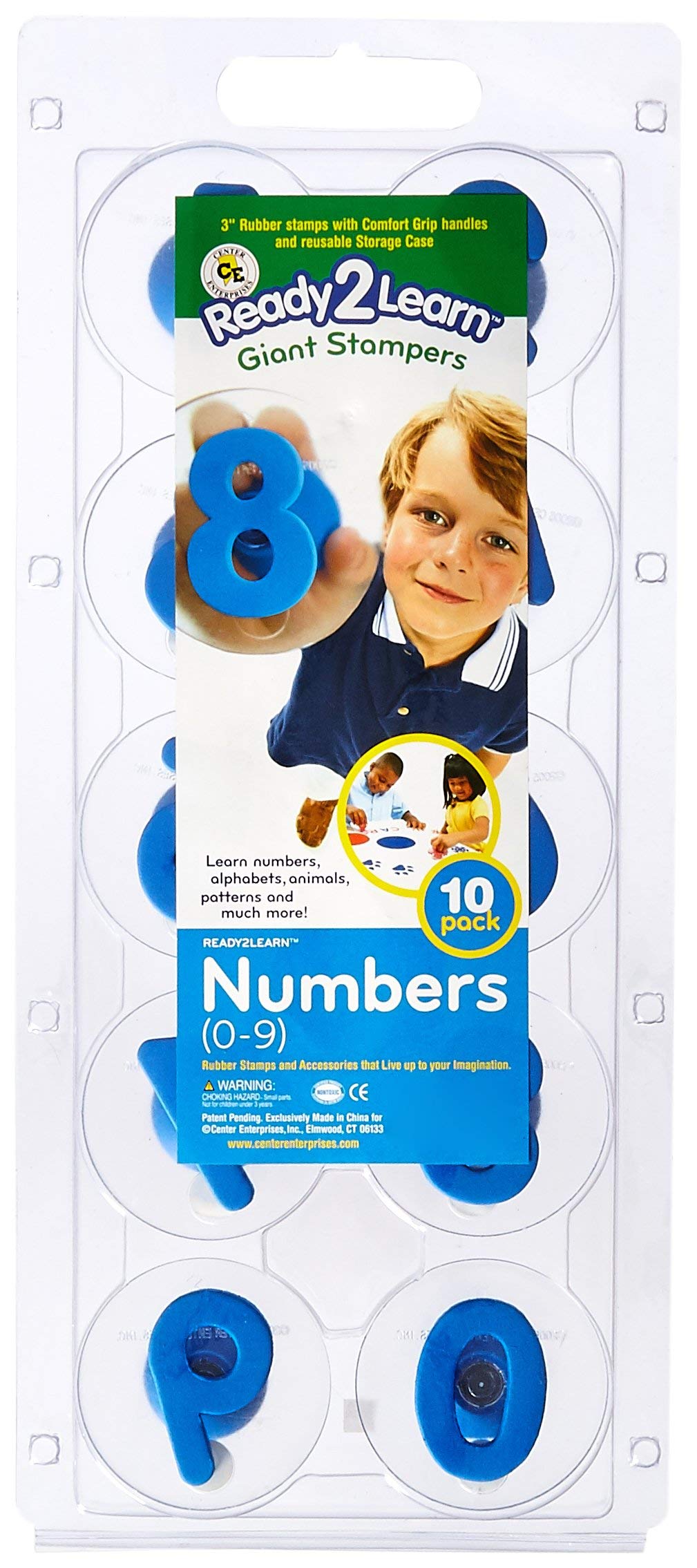 READY 2 LEARN Giant Stampers - Numbers 0-9 - Set of 10 - Easy to Hold Foam Stamps for Kids - Arts and Crafts Stamps for Displays