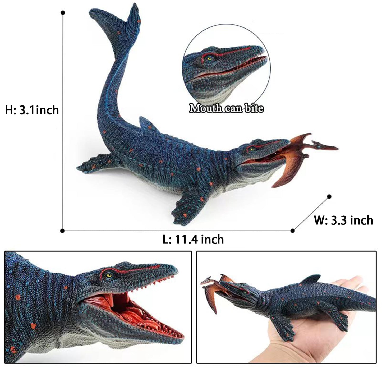 Eoivsh Large Mosasaurus Toy, Top Ocean Pretector Giant Mosasaurus Biting A Pterosaur, Prehistoric Sea Monster Dinosaur Toy Figure For Collectors, Decoration, Gift