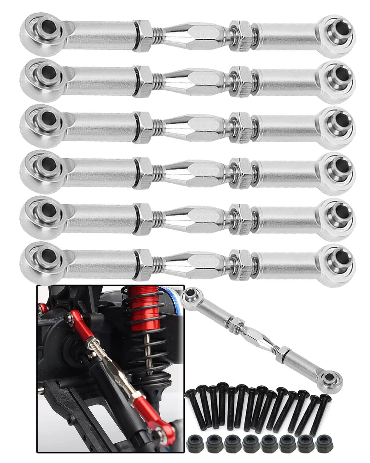 ARRCat Upgrade Parts Turnbuckles Camber Links for 1/10 Slash 2WD 4X4/Rustler 2WD 4X4/Hoss 2WD 4X4/Stampede 2WD 4X4 RC Truck, Alu