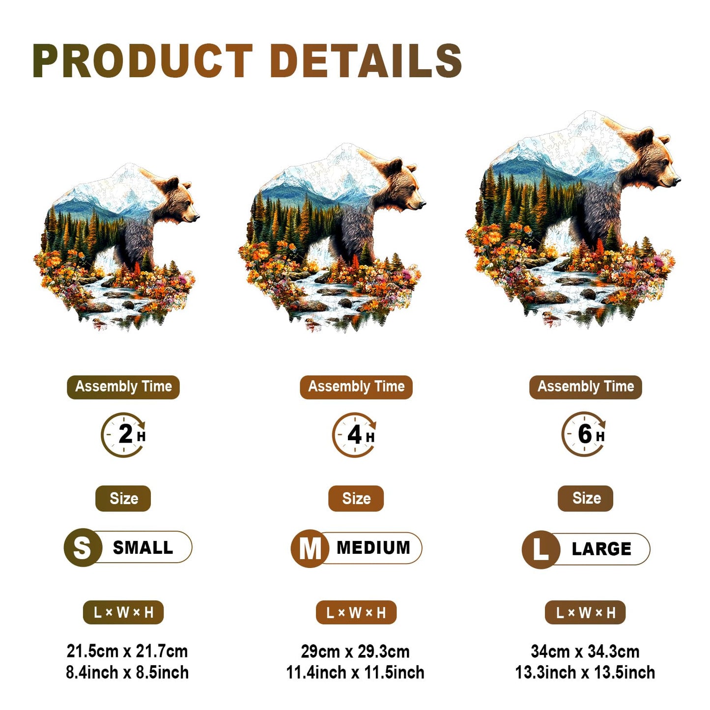 Wooden Puzzles for mature-themeds - Bear and Nature Wooden Jigsaw Puzzle - Unique Animal Shaped Wood Puzzles mature-themed - Christmas Birthday Gifts for mature-themeds/Friends/Family - 240pcs 13.3 * 13.5in