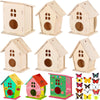 Sawysine 93 Pcs DIY Birdhouse Kits for Kids to Build, 36 Wooden Bird House 6 Shapes and 57 Butterfly Sticker for Children Spring