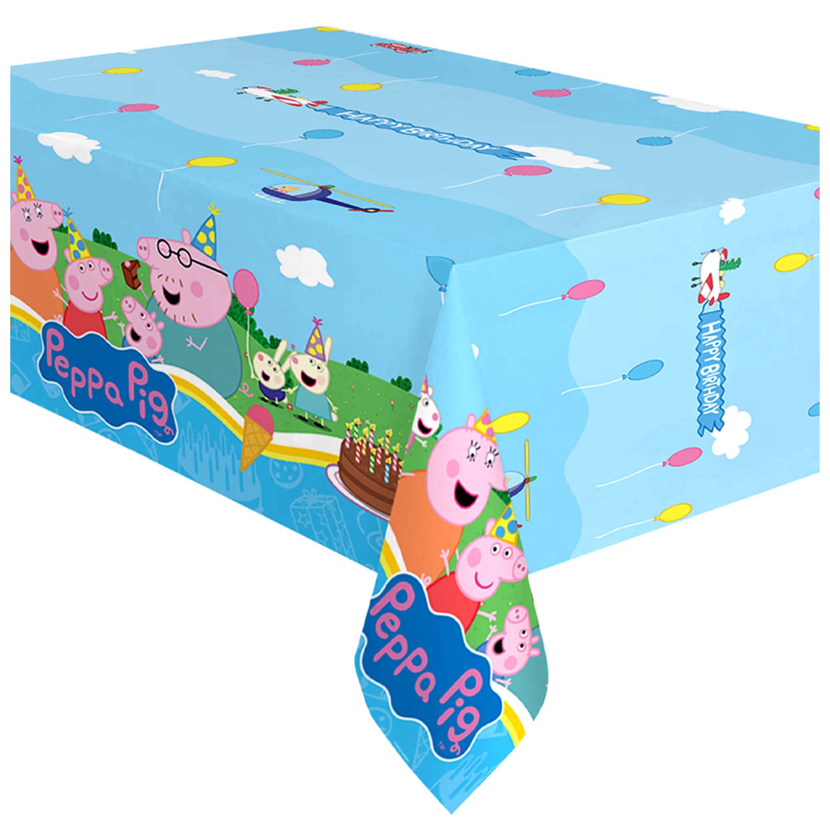 Treasures Gifted Officially Licensed Peppa Pig Birthday Decorations - Pack of 3 Large Rectangular Tablecloth 54 x 108 Inches - P