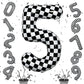 40 Inch Checkered 5 Number Balloons, Large Foil Self Inflating 5Th Birthday Racing Balloons Decor, Black And White Checkered 5 B