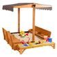 GUTINNEEN Wooden Kids Sandbox with Cover Sandbox with Lid Outdoor Sand Boxes with 3 Toy Bins