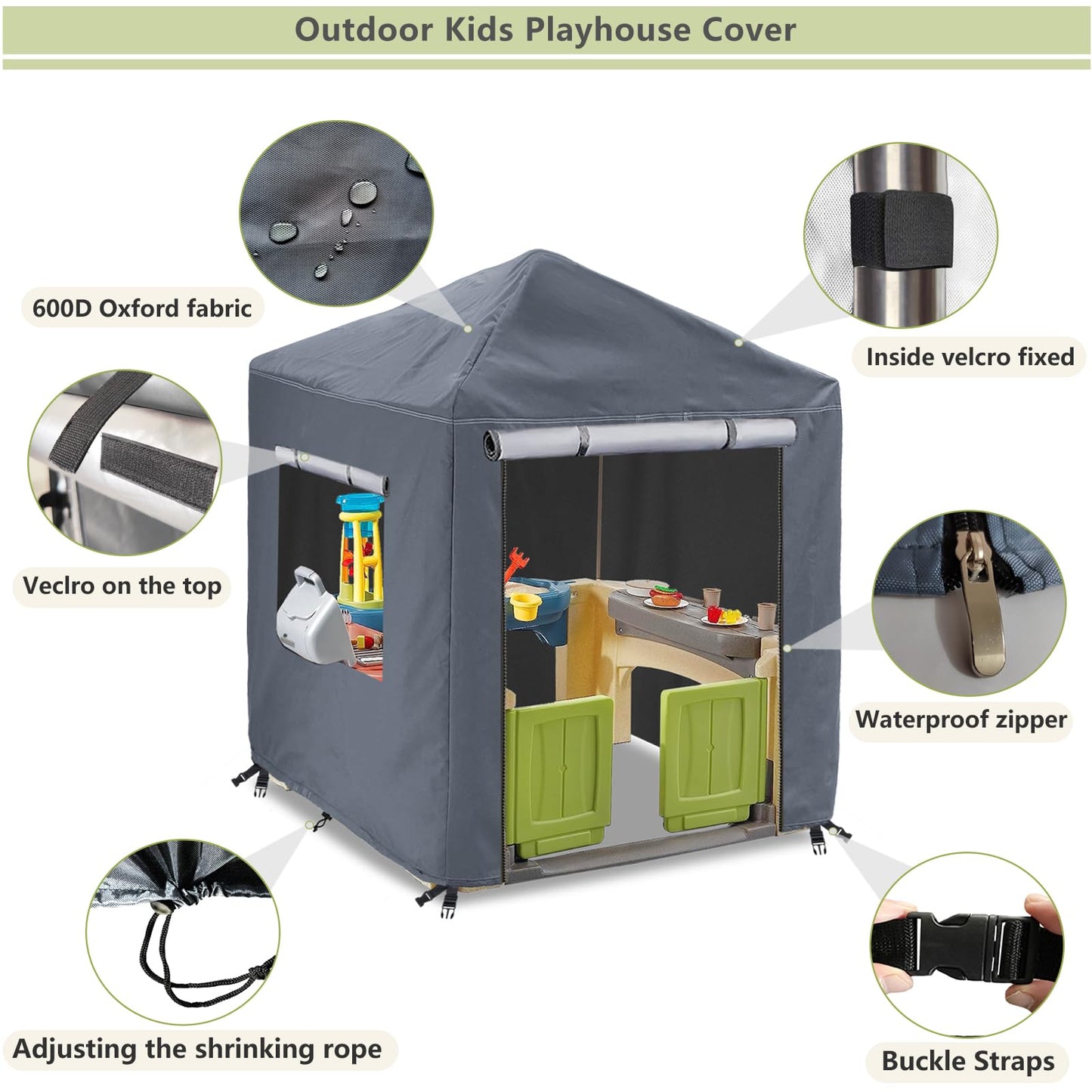 Hadisi Outdoor Kids Playhouse Cover,Waterproof Cover Suitable For Step2 Playhouse And Playhouse Of The Same Size As Other Brands