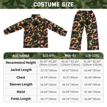 Kids Costume Military Toy for 2 3 4 5 6 7 8 Years Old - Ranker Dress up Costumes Boys with Equipment, Military Accessories and U