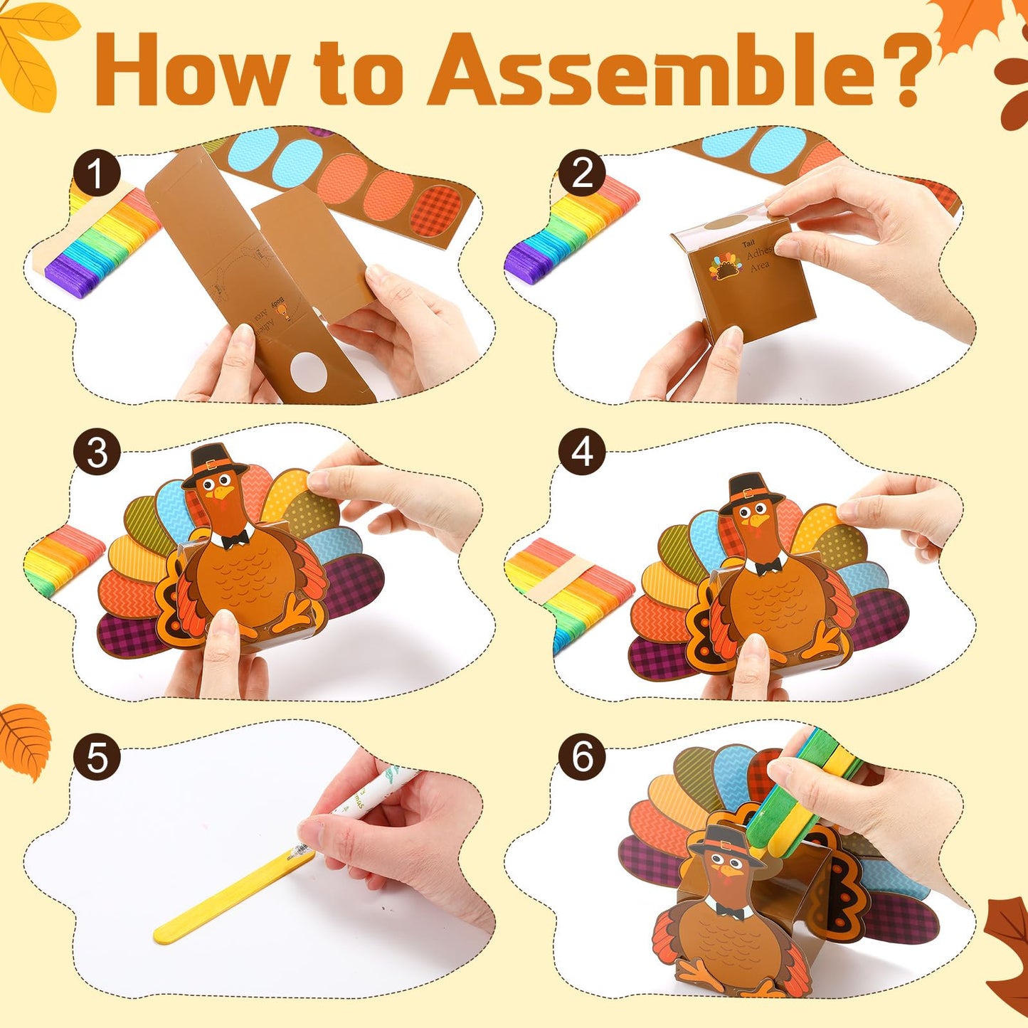 Pajean 18 Set Thanksgiving Box Crafts Kits DIY Thankful Turkey Boxes with Wooden Stick Thanksgiving Gratitude Prayer Jar Turkey