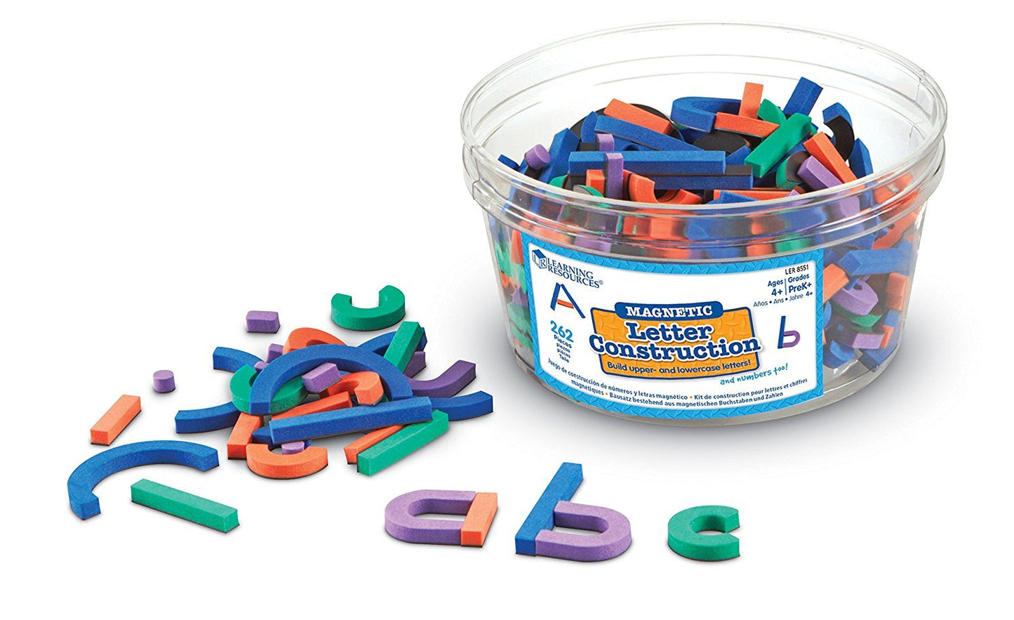 Learning Resources Magnetic Letter And Number Construction Set, Soft Foam Magnetic Shapes, Uppercase And Lowercase Letters, Teaching Aids, 262 Pieces, Grades Prek+, Ages 4+, Model Number: Ler8551