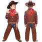 Latocos Kids Cowboy Costume 7 PCS Set, Ages 3-10, Red Polyester Dress Up for Halloween Role Play