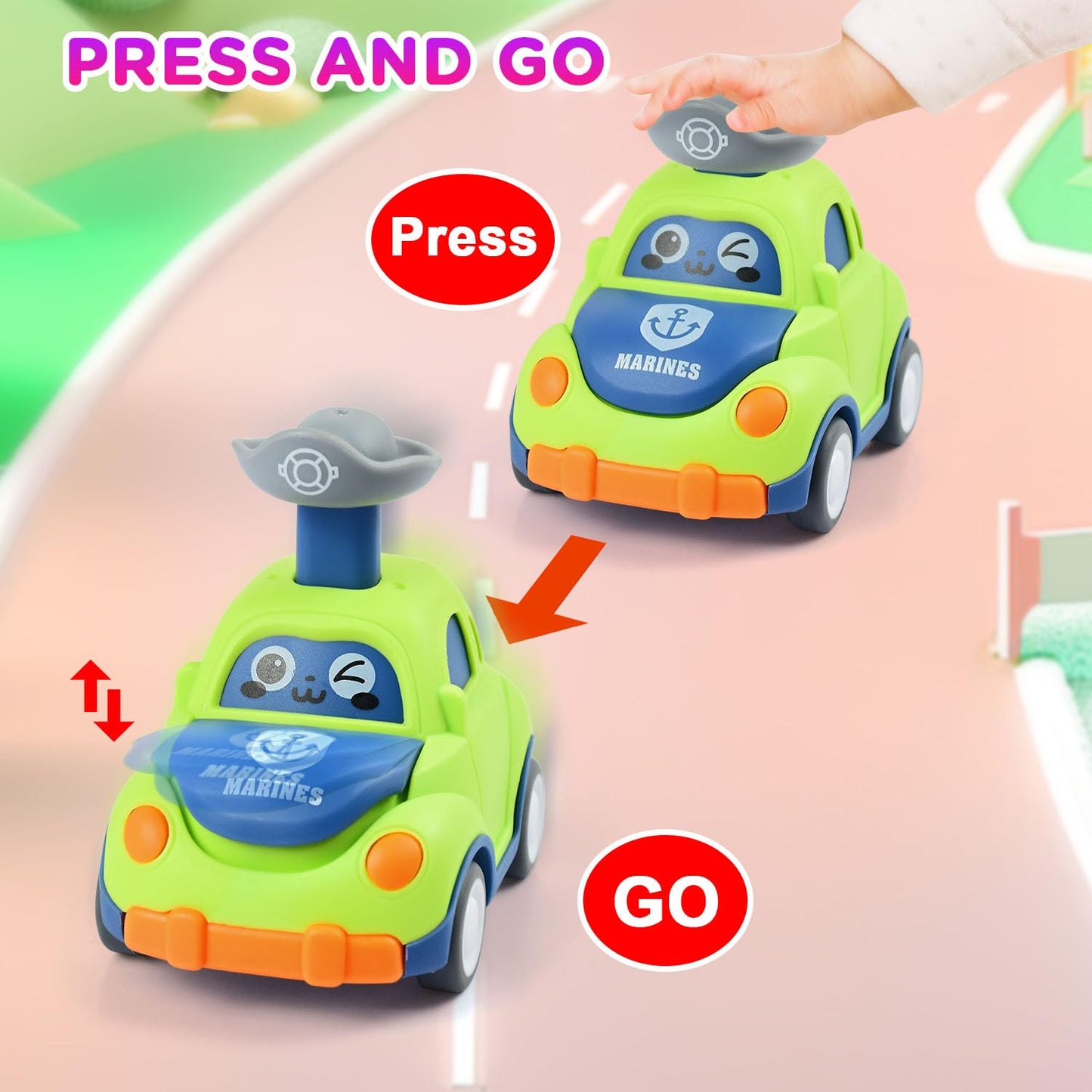 soi-meme 8 Pack Press and Go Car Toys for Toddlers 1-3 Year Old,Infant Play Vehicle Set Toys for 1 2 3, Baby Car Toys for 9-12-1