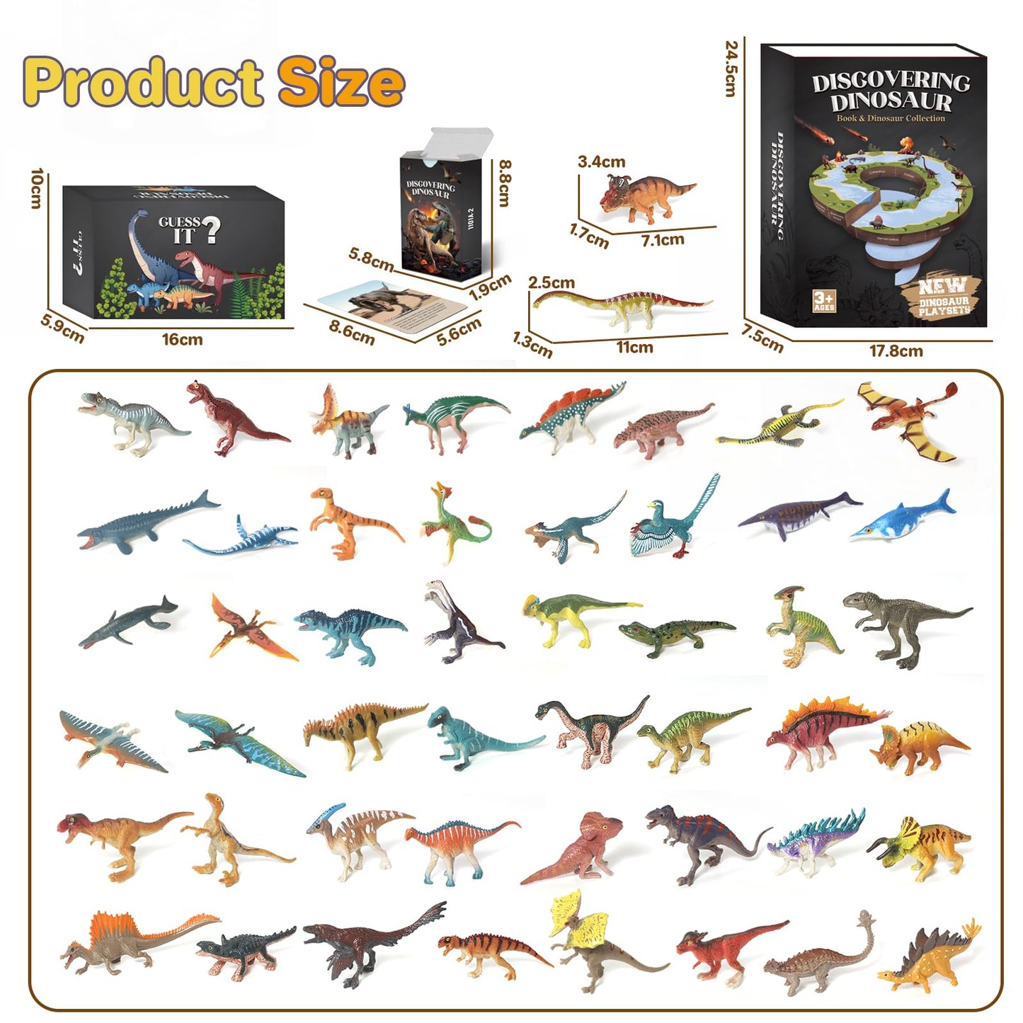 Biwase Dinosaur Toys Book With 50 Pcs Different Dinosaurs Figures & Pokers,Interactive Perfect For Kids Dinosaurs Educational Toys For 3 4 5 6Year Old Boys&Girls