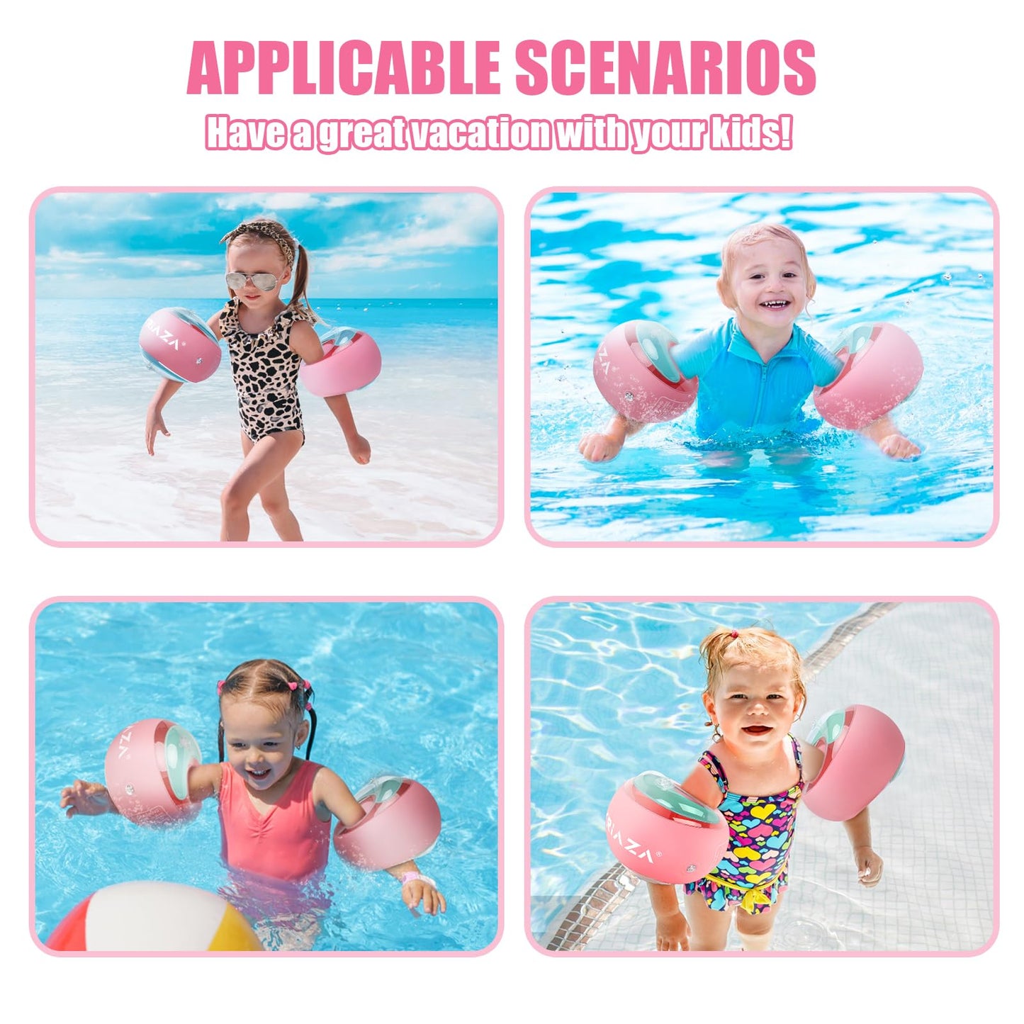 Loowarts Arm Floaties For Kids 2-6 Year,Inflatable Arm Bands Float As Water Wings & Swimmies,3-Chambers Independent Safety Syste