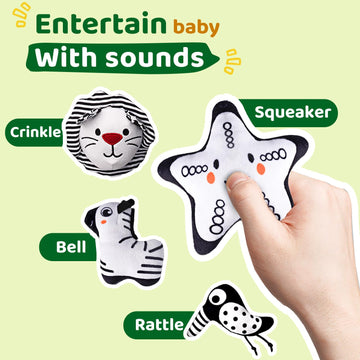 Likee Spiral Car Seat Toys For Babies 0-6 Months, Black High Contrast Plush Hanging Baby Stroller Toys, Crib & Carseat Sensory Activity For Newborn, Ages 0+ Years 6-12 Month Infants Boy Girl Gifts
