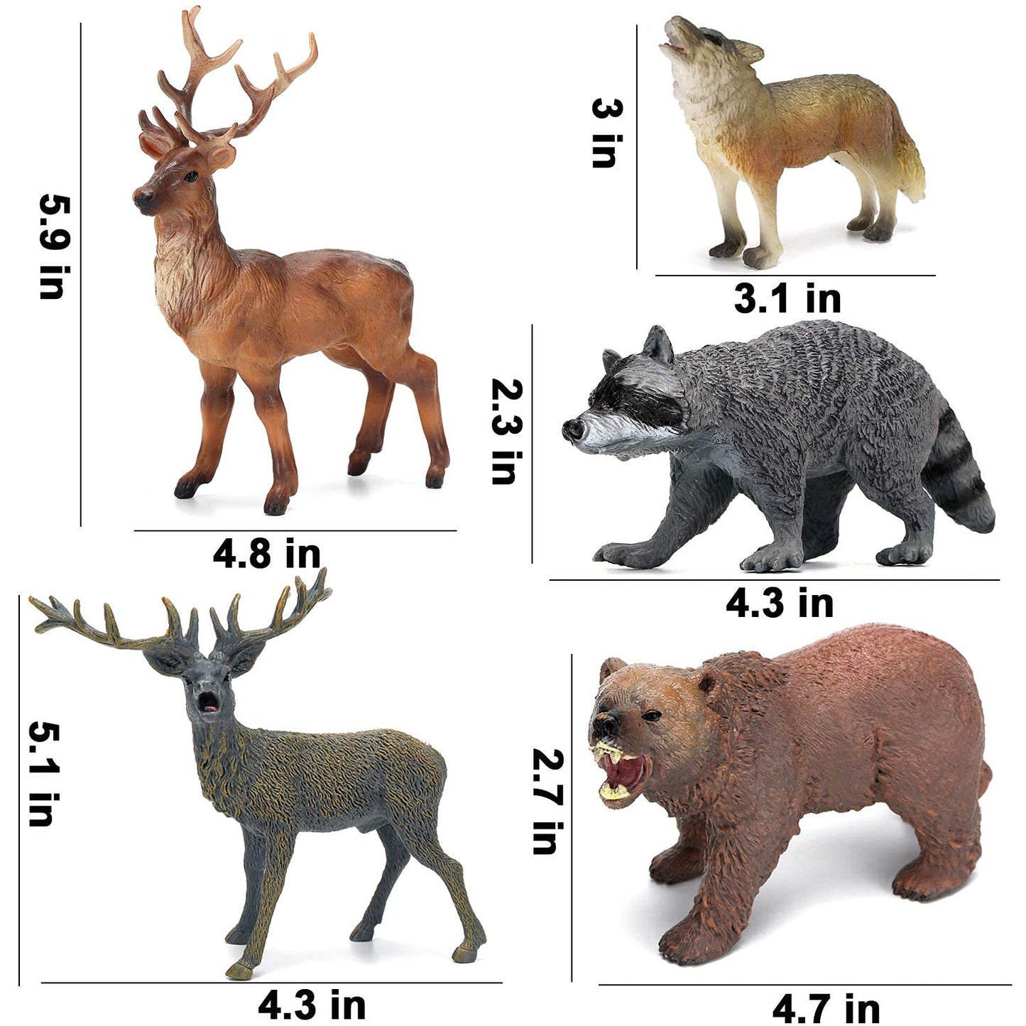 Forest Animals Figurines Toys, 10Pcs Realistic Plastic Wild Woodland Animals Figures Playset, Cake Toppers Birthday Gift For Kids Children Toddlers