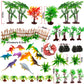 MOMOONNON 56 Pcs Dinosaurs Cake Decorations Set - Ho Scale Trees & Toys, Multi-Color, PVC - Perfect for Kids' Parties & Cake Toppers