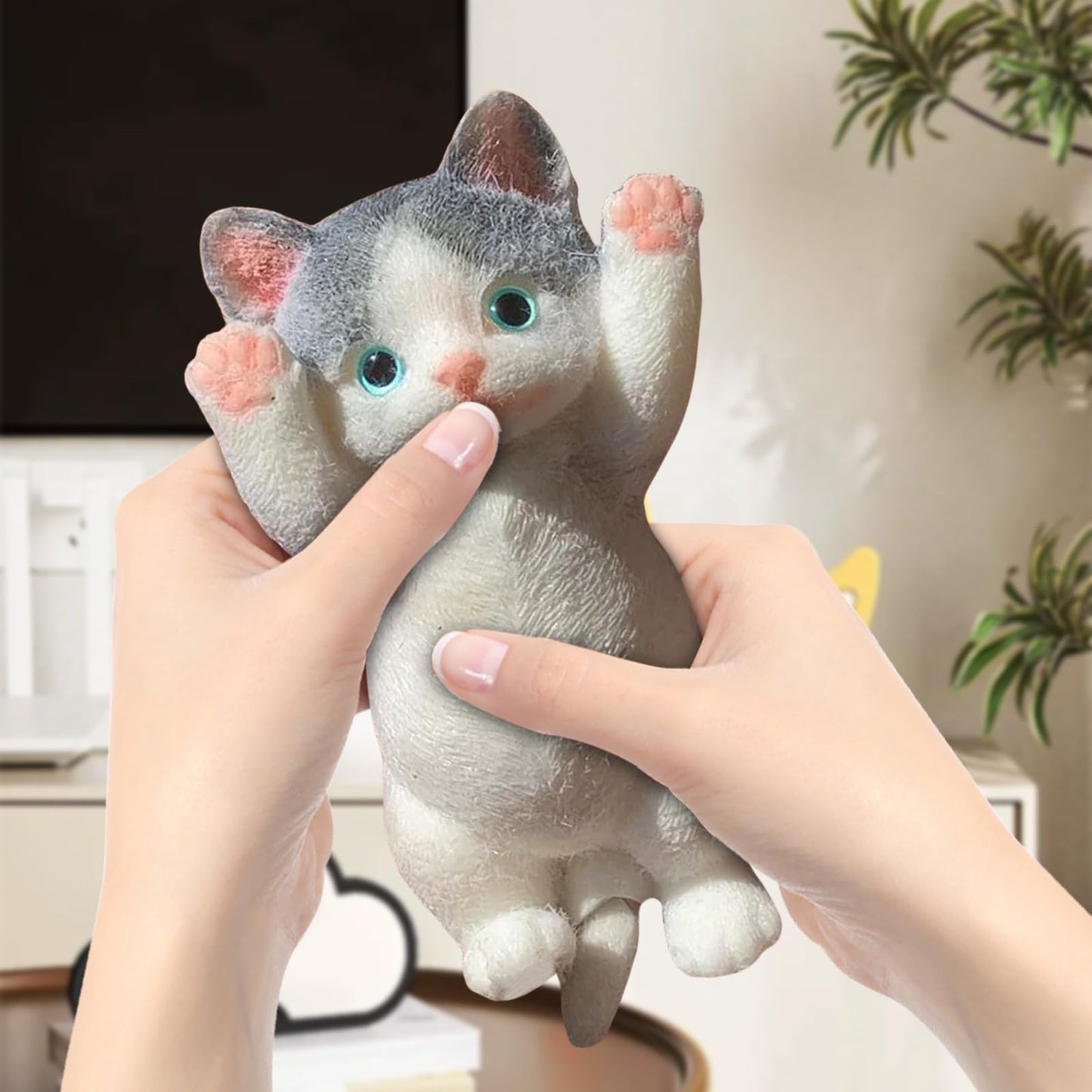 Squishy Toys, Cute Cat Squishies - Squeeze Soft Stress Relief Sensory Toys, Gifts For Christmas, Birthday, Holidays (Grey)