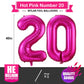 Hot Pink 20 Balloon Numbers,40 Inch 20 Birthday Balloon Foil Mylar Number 20 Balloon Large Dark Pink Number Balloons For Birthday Party Anniversary Festival Decorations