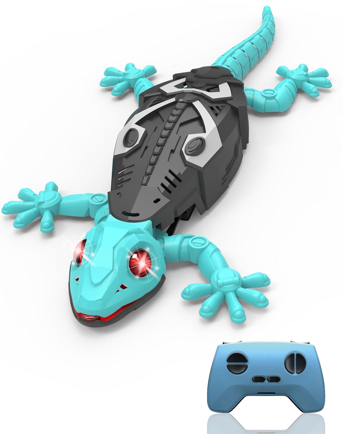 Rc Wall Climbing Gecko Toys for Kids Age3+, Blue Wall Crawler Gecko,Remote Control Electric Lizard with Led Glowing Eyes,Cool Ch