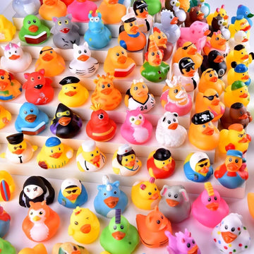 110 Packs Rubber Ducks in Bulk Assortment Jeep Ducks for Ducking, Small Rubber Duckies for Toddler Baby Bath Toys Floater Rubber