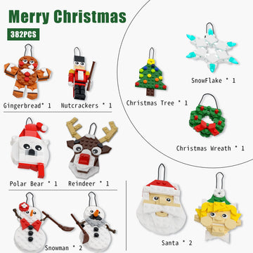 Christmas Ornaments Building Kit, Christmas Tree, Wreath, Santa, Snowman, Gingerbread, Reindeer, Nutcrackers, Snowflake 11-In-1.