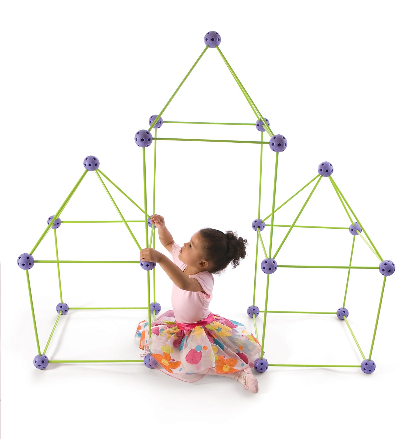 Crazy Forts! 69 Piece Buildable Indoor/Outdoor Play Fort Playset, Diy, Build Your Own, Steam Toy , Purple