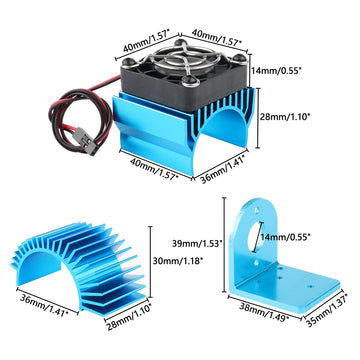 Rchobbytop Aluminum RC Heat Sink with 5V Cooling Fan 3650 3660 540 550 Size Motor Heatsink and Motor Seat Combo for for Wltoys A