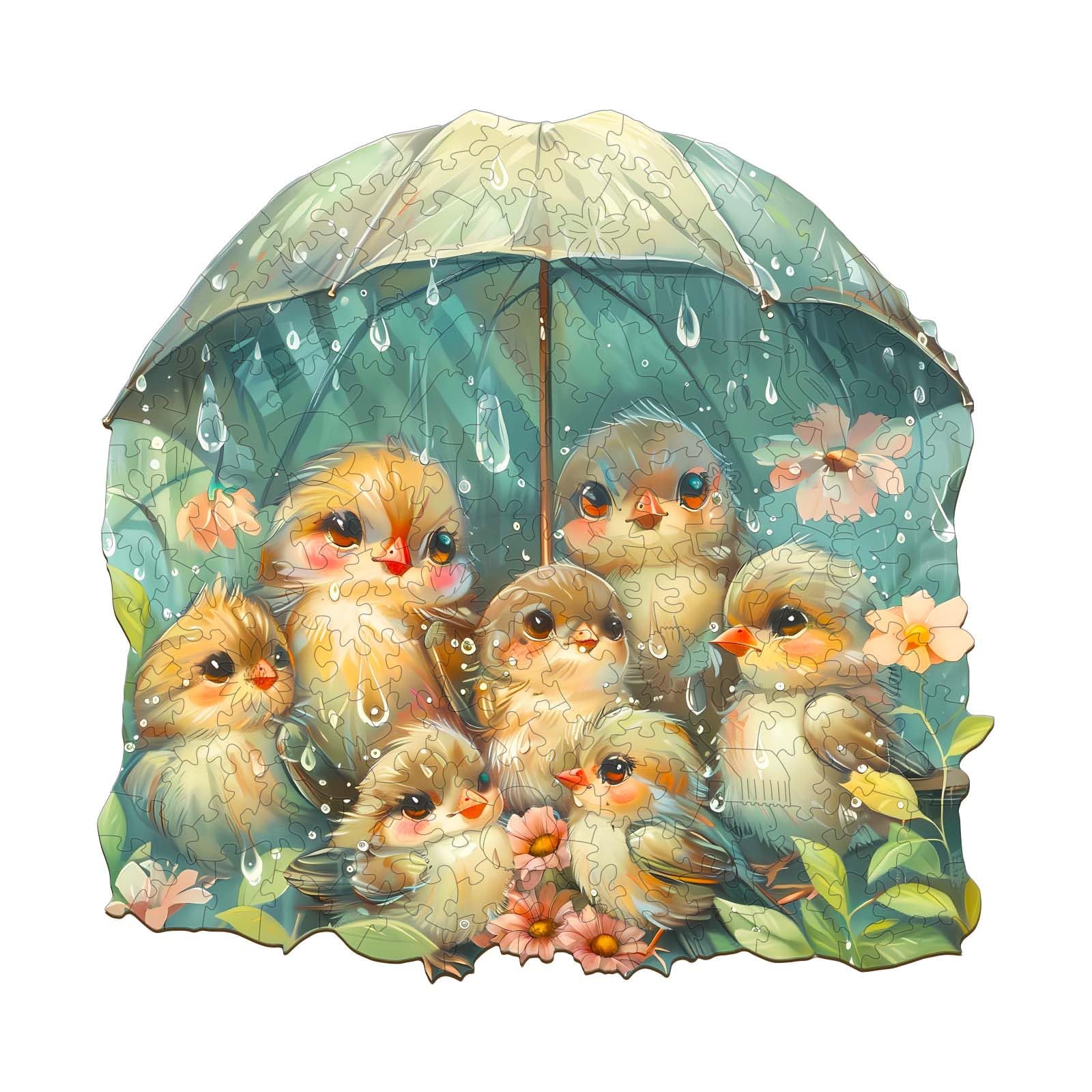 Wooden Puzzles For Adults, Bird Holding Umbrella Wooden Jigsaw Puzzles For Adults Kids, Unique Shaped Wood Puzzles Adult, Creati