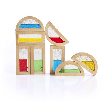 Guidecraft Rainbow Blocks - Shimmering Water: Creative Colorful Learning And Educational, Construction Building Toys Set For Kid