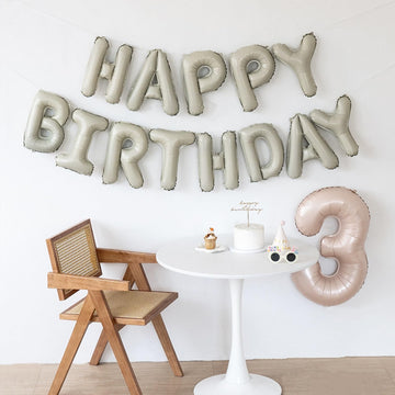 16 Inch Happy Birthday Balloon, White Sand Happy Birthday Balloons Banner Aluminum Foil Letters Balloons For Birthday Party Deco