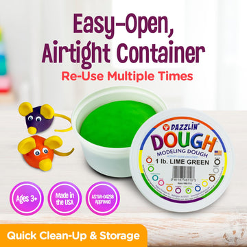 Hygloss Play Modeling Dough - 1Lb. - Easter Basket Stuffer - Unscented Dough - Safe & Non-Toxic For Kids Arts & Crafts - Party Favors - Classroom Supplies, Lime Green