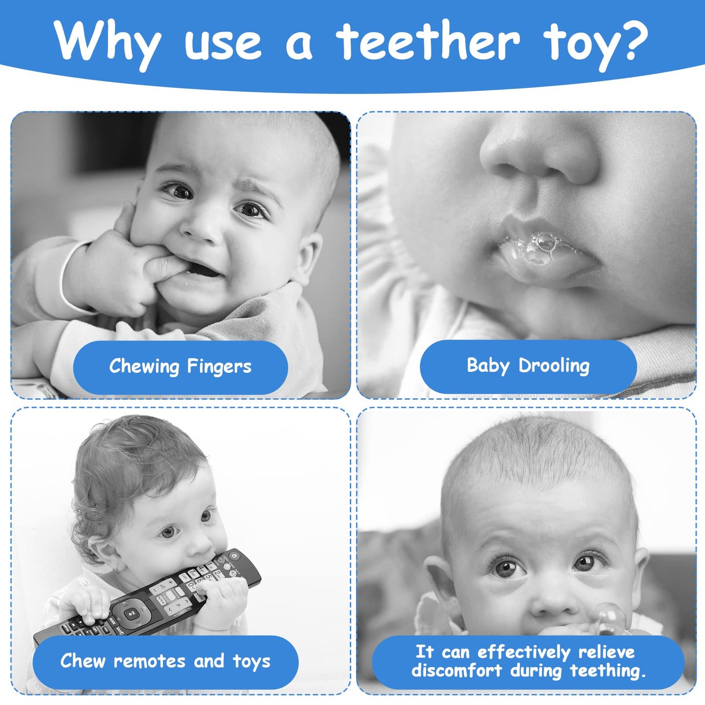 Aolso 2Pcs Baby Teether Toys, Silicone Baby Teething Toys Phone Shape With 2Pcs Pacifier Clip, Soft Teething Toys For Toddlers,