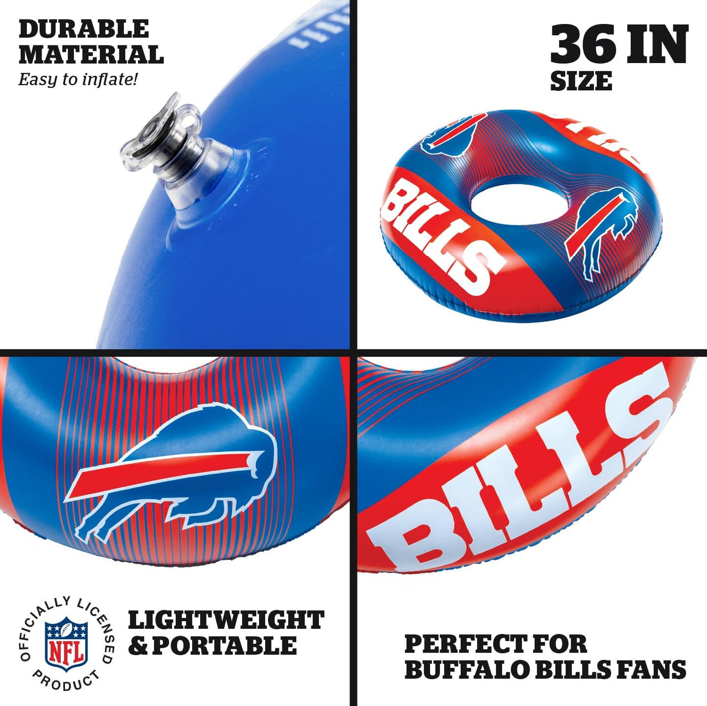 Bigmouth Buffalo Bills 36    Inflatable Pool Floats Officially Licensed Nfl Fan Gear Merchandise Inner Tube For Adults And Teens