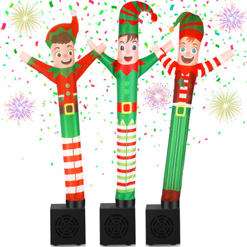 Poen 3 Pcs Winter Mini Inflatable Tube Man Gift Wacky Waving Inflatable Tube Guy With Blower Desktop Mini Dancer Tubes Man Gift For Winter Man Women Birthday Party Decoration(Elf)