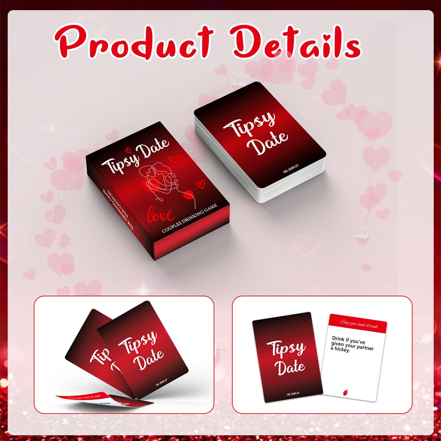 Tipsy Date Couples Games for Adults,Drinking Game for Couples,Drinking Card Games,50 Fun Dares & Questions for Date Night or Par