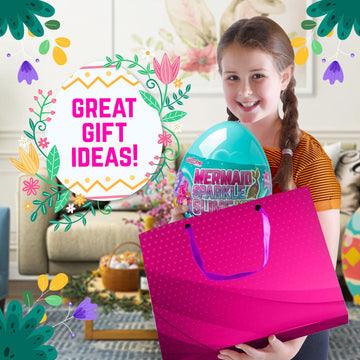Girlzone Egg Surprise Mermaid Sparkle Slime Kit, 39 Pieces To Make Glow In The Dark Slime With Glitter Slime Add Ins, For Girls 8-12, Ideal Easter Gifts For Kids