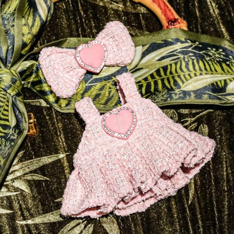 Clothes for(NO Doll)  15cm/17cm Doll Accessories Suit  ute Miniature Fashion Accessories - Pink Heart enhanced Outfit  Play & Collector(Pink - Sweater  S)