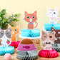 Chinco 9 Pcs Cat Party Centerpieces for Tables Cat Birthday Party Decorations Honeycomb Cat Party Supplies Cat Party Favor Table