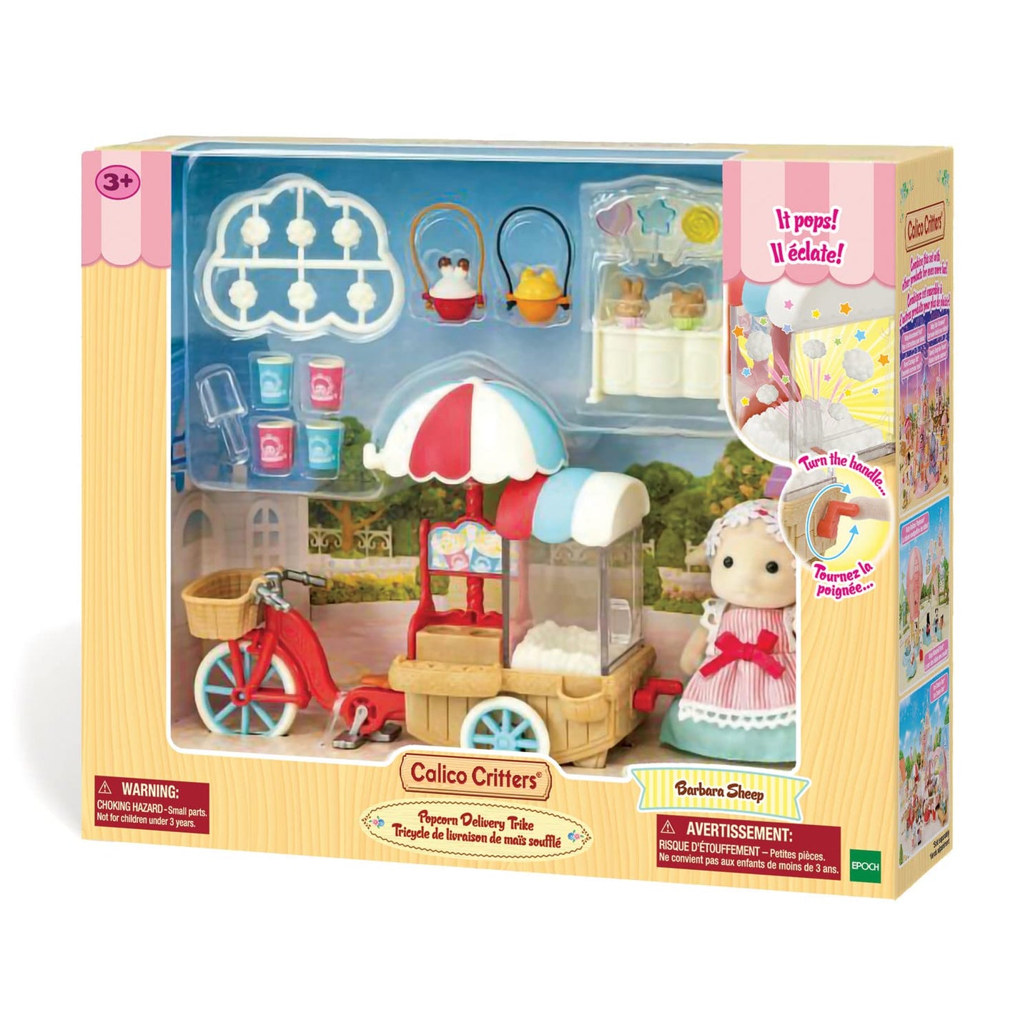 Calico Critters Popcorn Trike Playset with Figure & Accessories, Multicolor, Model CC2026, Fun Dollhouse Toy for Kids