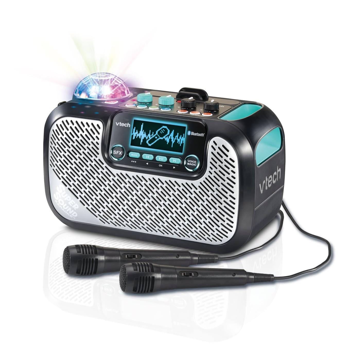 VTech Super Sound Karaoke Portable Bluetooth, 2 Mics Included, Party Lights