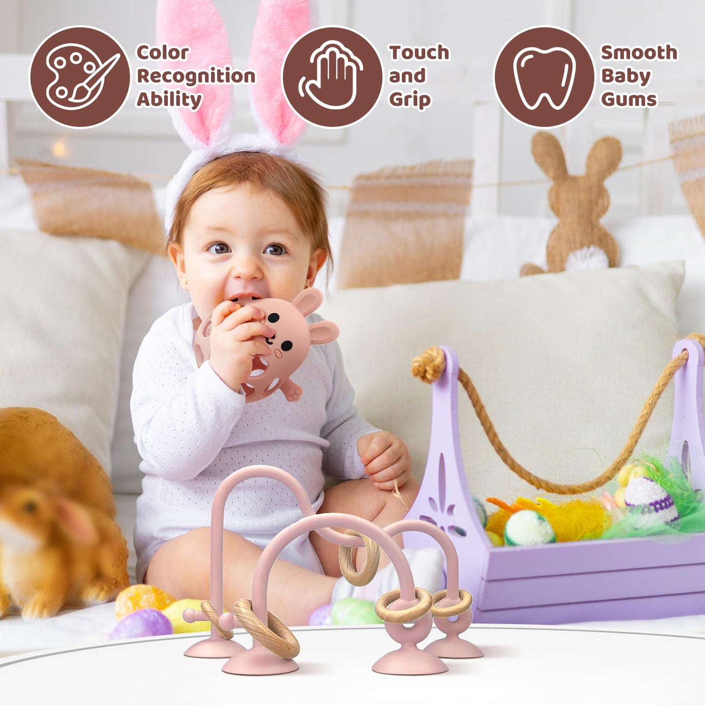 Baby High Chair Suction Toys Teething Chew - Baby Teething Toys Silicone Teethers, Baby Table Toys, Food Grade Silicon For 6 12
