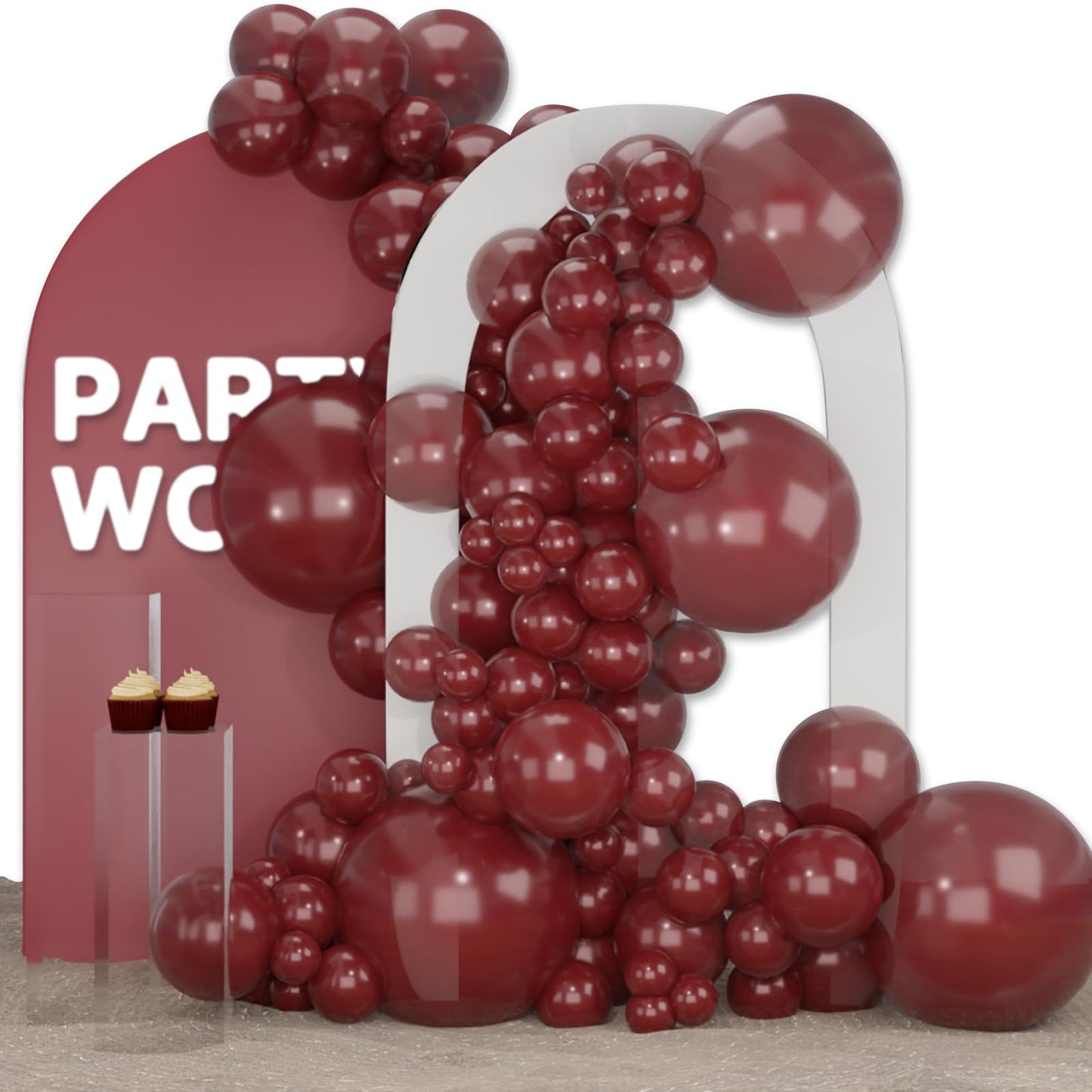 Partywoo Pearl Burgundy Balloons, 138 Pcs Burgundy Balloons Different Sizes Pack Of 18 Inch 12 Inch 10 Inch 5 Inch Maroon Balloons For Balloon Garland Or Balloon Arch As Party Decorations, Red-Z61