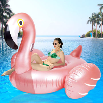 Giant Inflatable Flamingo Ride On Pool Float Blow Up Pool Floatie with Fast Valves Swimming Floating Raft  Lounge  Summer Party Decorations Toys for Kids mature-themeds