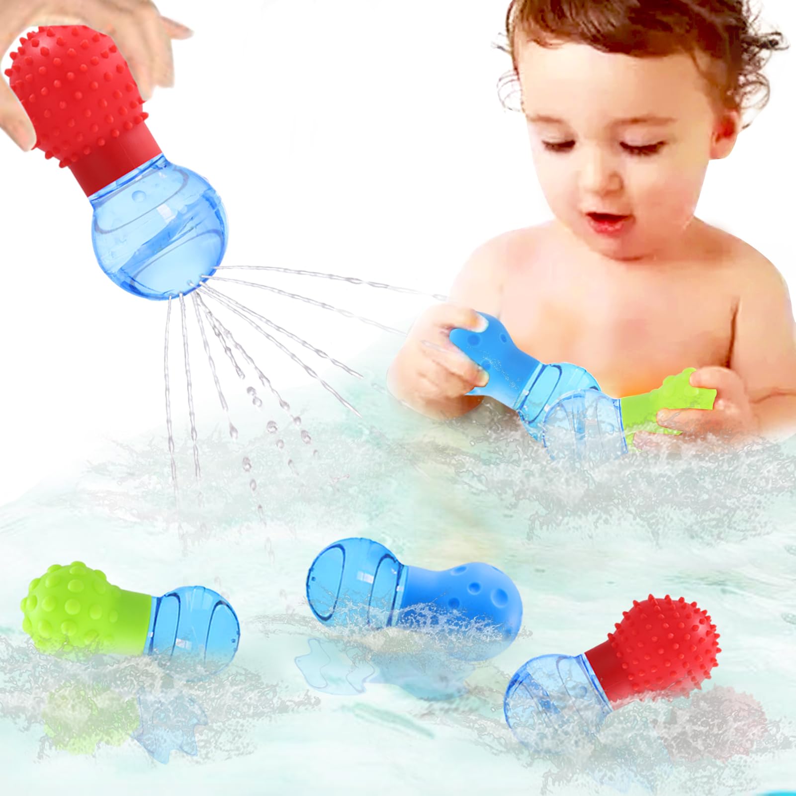 3Pack Bath Toys for Toddlers 1-3 - Sensory Squeezing Water Bathtub Toys for Kids | Bath Tub & Pool Floating Toys for Babies | Textured Sensory Bath Toys Gifts for Baby Boys & Girls Ages 1+