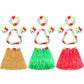 Gejoy 3 Set Grass Skirts for Kids Girls Elastic Hawaiian Hula Dancer Grass Skirt with Flower Leis for Luau Party Costume Set