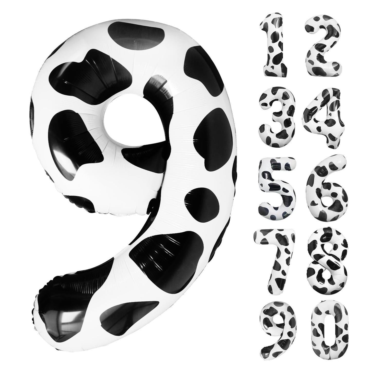 Lebery Cow Print Number Balloon 40 Inch Cow Print Number 9 Balloon Cowgirl Them Number Balloon For 9Th Birthday Party Cow Balloons Black White Number 9 Foil Balloon For Farm Barn Animal Decor