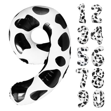Lebery Cow Print Number Balloon 40 Inch Cow Print Number 9 Balloon Cowgirl Them Number Balloon For 9Th Birthday Party Cow Balloons Black White Number 9 Foil Balloon For Farm Barn Animal Decor